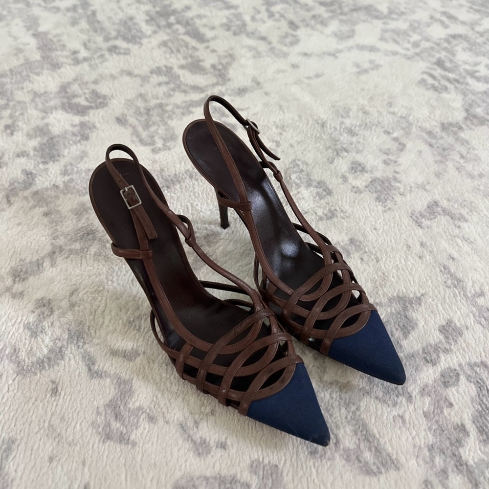 Balenciaga Brown and Blue Stiletto Heels